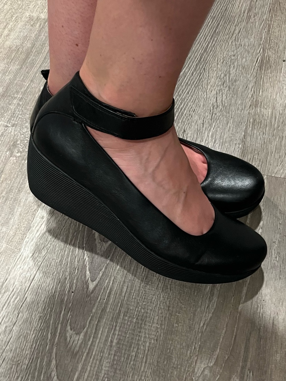 Clark’s Black Ankle-Strap Wedge Pumps / mary jane clogs - Picture 4 of 7